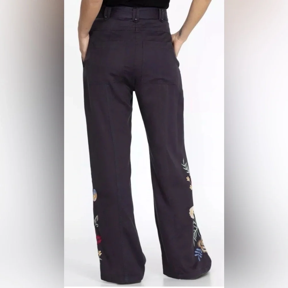 Johnny Was Paloma Wide Leg Floral Embroidered Women's Pants - Picture 3 of 10